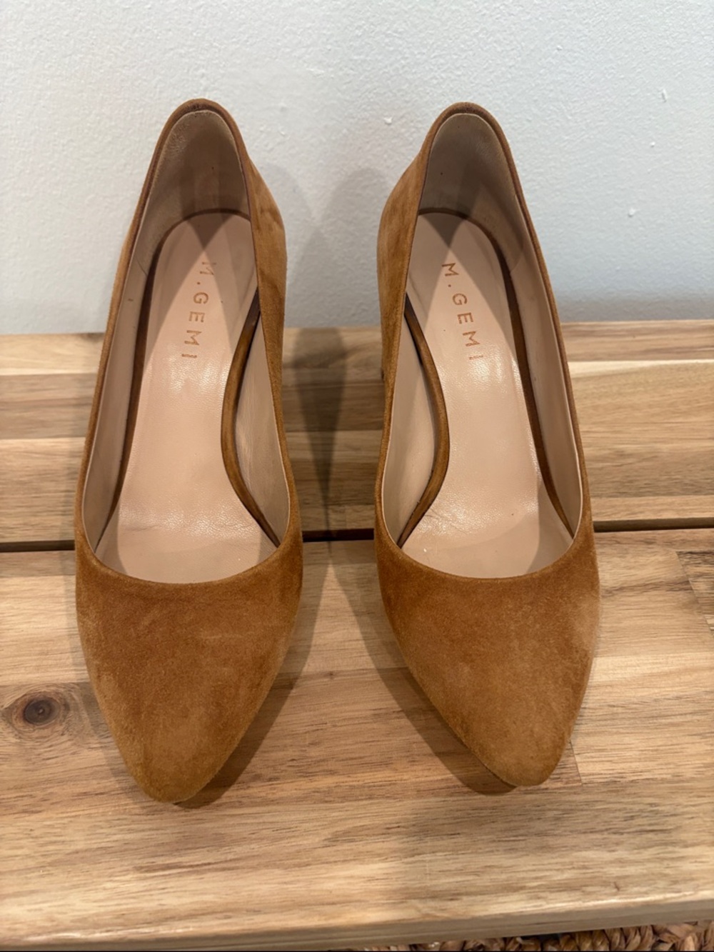 M. Gemi Chestnut Suede Lustro Pointed-Toe Pumps
